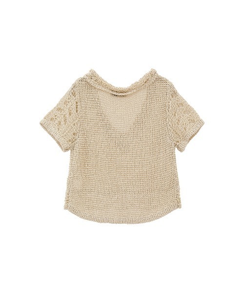 CLANE（クラネ）の「CLANE/クラネ/  CROPPED CROCHET KNIT TOPS（ニット/セーター・レディース・アイボリー/ブラック/ブラウン・1）」の5枚目の写真