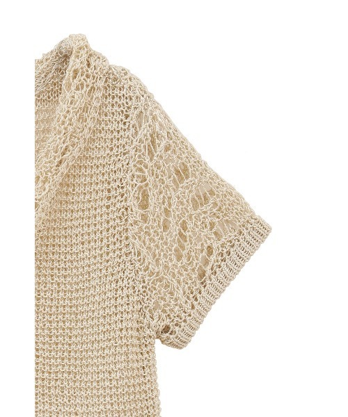 CLANE（クラネ）の「CLANE/クラネ/  CROPPED CROCHET KNIT TOPS（ニット/セーター・レディース・アイボリー/ブラック/ブラウン・1）」の7枚目の写真