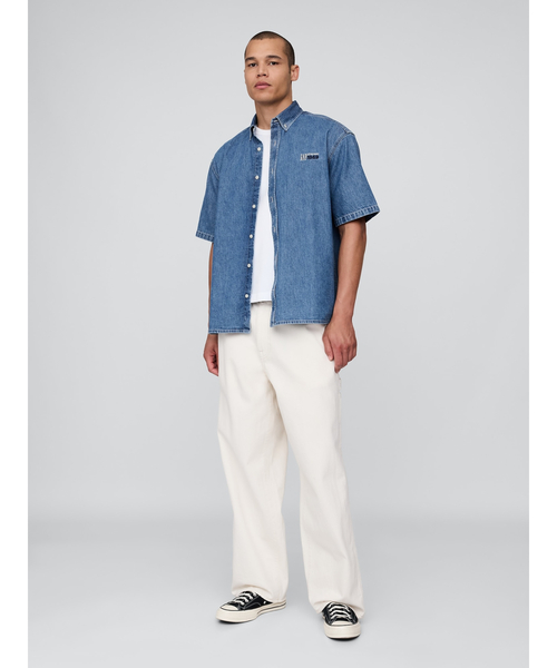old gap ギャップ　00s 先染めブラック　デニム　シャツ 7a9a96e3215106cbadd7c831d1ef32