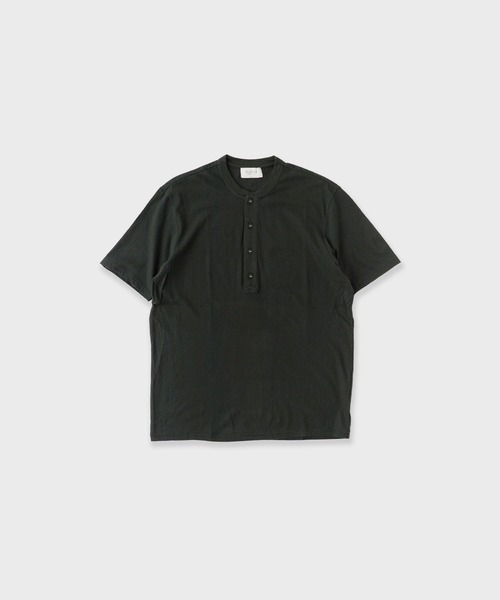 FLISTFIA（フリストフィア）の「FLISTFIA/フリストフィア Short Sleeve Henley Neck ショートスリーブトップス（Tシャツ/カットソー・メンズ・ダークグリーン・3）」の2枚目の写真