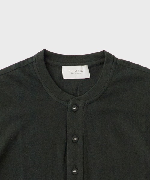 FLISTFIA（フリストフィア）の「FLISTFIA/フリストフィア Short Sleeve Henley Neck ショートスリーブトップス（Tシャツ/カットソー・メンズ・ダークグリーン・3）」の3枚目の写真