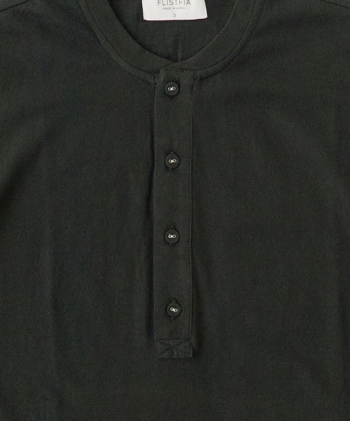 FLISTFIA（フリストフィア）の「FLISTFIA/フリストフィア Short Sleeve Henley Neck ショートスリーブトップス（Tシャツ/カットソー・メンズ・ダークグリーン・3）」の4枚目の写真