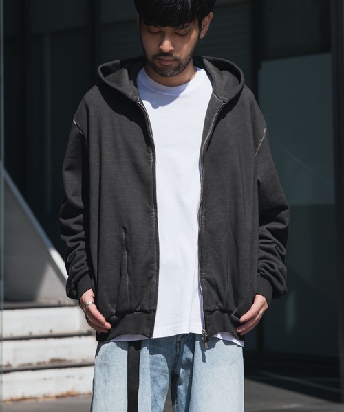 VEIN (ヴェイン)の「ジャンベルカテリー コールドダイド ジップアップフーディー / JUMBERCA TERRY COLD DYED ZIP UP HOODIE(パーカー・メンズ・グレー・1/3/2)」の4枚目の写真
