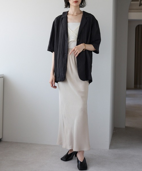 40s　サテンジャケット　チェーンステッチ　デコタロン　グリーン系　L相当 Y's for men 40 LINEN 3-BUTTONS JACKET WITH DECORATIVE CLOTH