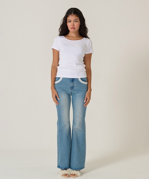 TINA:JOJUN(ティーナジョジュン)の「ラウンドネック リブ Tシャツ TINA:JOJUN(Tシャツ/カットソー・レディース・ネイビー/ホワイト/ブラック/クリーム・M)」の21枚目の写真