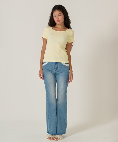 TINA:JOJUN(ティーナジョジュン)の「ラウンドネック リブ Tシャツ TINA:JOJUN(Tシャツ/カットソー・レディース・ネイビー/ホワイト/ブラック/クリーム・M)」の16枚目の写真