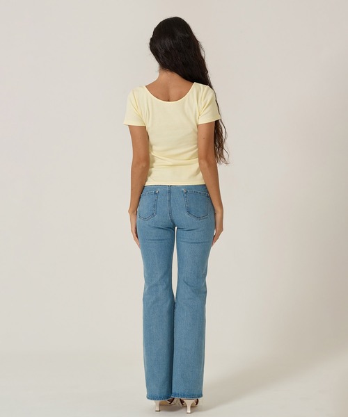 TINA:JOJUN(ティーナジョジュン)の「ラウンドネック リブ Tシャツ TINA:JOJUN(Tシャツ/カットソー・レディース・ネイビー/ホワイト/ブラック/クリーム・M)」の14枚目の写真