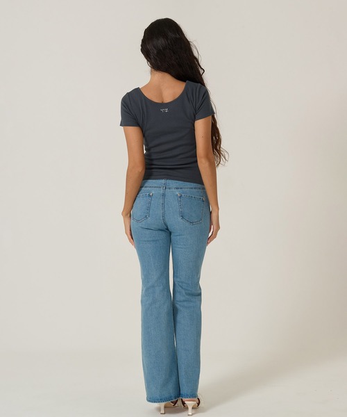 TINA:JOJUN(ティーナジョジュン)の「ラウンドネック リブ Tシャツ TINA:JOJUN(Tシャツ/カットソー・レディース・ネイビー/ホワイト/ブラック/クリーム・M)」の9枚目の写真
