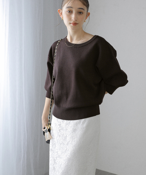 La TOTALITE(ラトータリテ)の「【洗える】接結クルーネックプルオーバー(ニット/セーター・レディース・ホワイト系その他/ブラウン/ピンク・FREE)」の18枚目の写真