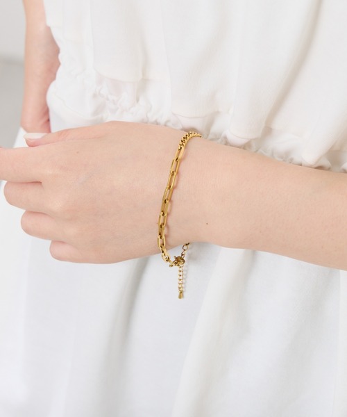 PAPILLONNER(パピヨネ)の「【OT】ステンレスチェーンブレス(ブレスレット・レディース・シルバー/ゴールド・FREE)」の1枚目の写真