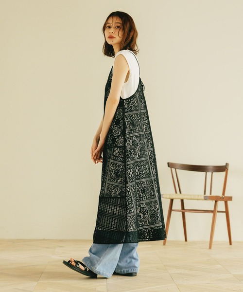 studio CLIP（スタディオクリップ）の「【セットアイテム】レースキャミ・タンクトップワンピース[プチサイズあり]（ワンピース・レディース・ブラック/アイボリー/ライトブルー・FREE/PF）」の4枚目の写真