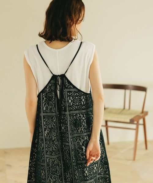 studio CLIP（スタディオクリップ）の「【セットアイテム】レースキャミ・タンクトップワンピース[プチサイズあり]（ワンピース・レディース・ブラック/アイボリー/ライトブルー・FREE/PF）」の7枚目の写真