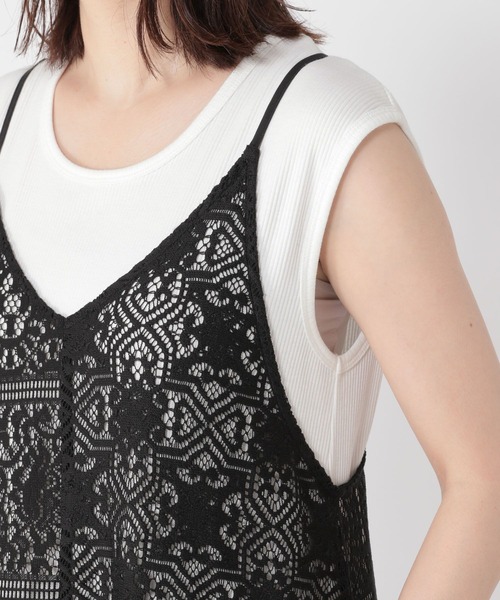 studio CLIP（スタディオクリップ）の「【セットアイテム】レースキャミ・タンクトップワンピース[プチサイズあり]（ワンピース・レディース・ブラック/アイボリー/ライトブルー・FREE/PF）」の9枚目の写真