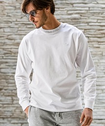 1PIU1UGUALE3 RELAX(ウノピゥウノウグァーレトレ リラックス)ラインストーン ネックロゴ ロングTシャツ 長袖Tシャツ