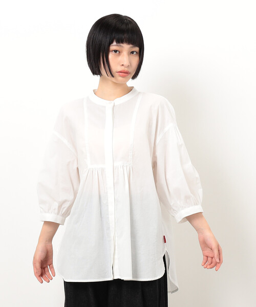 ONIGIRI（オニギリ）の「シアーシャツブラウス（シャツ/ブラウス・レディース・ネイビー/オフホワイト・FREE）」の2枚目の写真