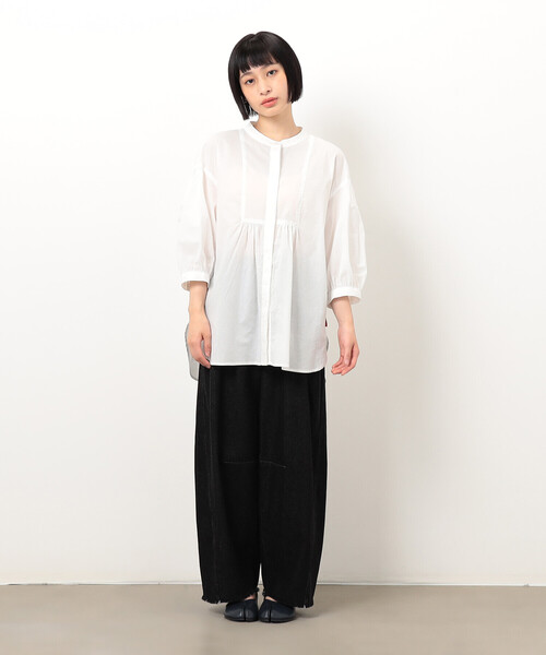 ONIGIRI（オニギリ）の「シアーシャツブラウス（シャツ/ブラウス・レディース・ネイビー/オフホワイト・FREE）」の3枚目の写真