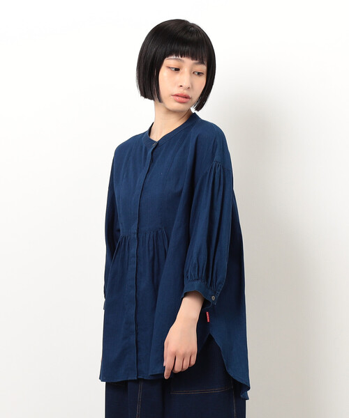ONIGIRI（オニギリ）の「シアーシャツブラウス（シャツ/ブラウス・レディース・ネイビー/オフホワイト・FREE）」の10枚目の写真