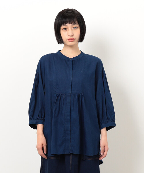ONIGIRI（オニギリ）の「シアーシャツブラウス（シャツ/ブラウス・レディース・ネイビー/オフホワイト・FREE）」の13枚目の写真