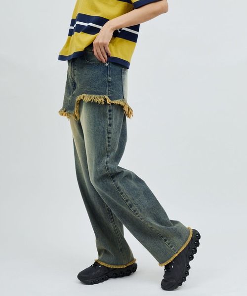 atmos pink（アトモスピンク）の「atmos pink Layered Denim Pants / アトモス ピンク レイヤード デニム パンツ（その他パンツ・レディース・ブラック/ブルー・M/S）」の13枚目の写真