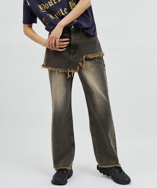 atmos pink（アトモスピンク）の「atmos pink Layered Denim Pants / アトモス ピンク レイヤード デニム パンツ（その他パンツ・レディース・ブラック/ブルー・M/S）」の3枚目の写真