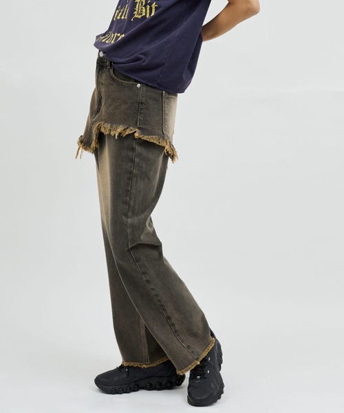 atmos pink（アトモスピンク）の「atmos pink Layered Denim Pants / アトモス ピンク レイヤード デニム パンツ（その他パンツ・レディース・ブラック/ブルー・M/S）」の4枚目の写真