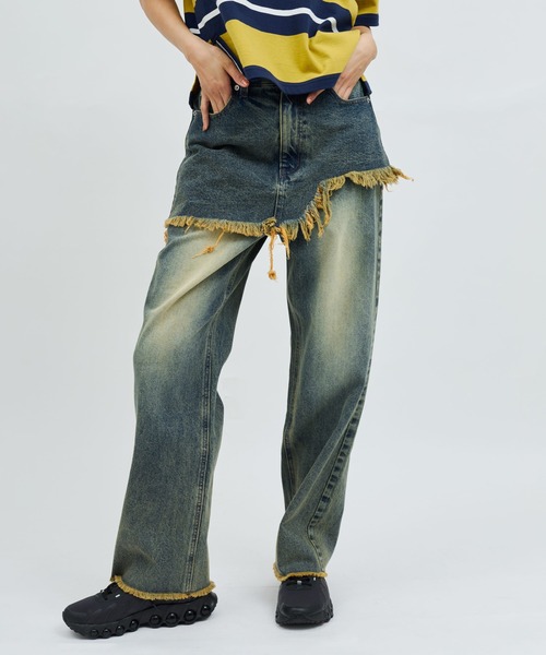 atmos pink（アトモスピンク）の「atmos pink Layered Denim Pants / アトモス ピンク レイヤード デニム パンツ（その他パンツ・レディース・ブラック/ブルー・M/S）」の12枚目の写真