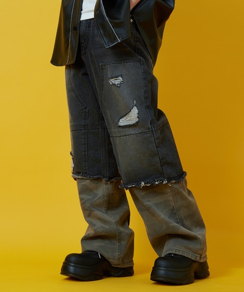 improves（インプローブス）の「カモフラ コンビ ダブルニーデニムパンツ（デニムパンツ・メンズ・ブルー/ブラック・SMALL/MEDIUM/LARGE）」の2枚目の写真