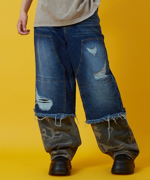 improves（インプローブス）の「カモフラ コンビ ダブルニーデニムパンツ（デニムパンツ・メンズ・ブルー/ブラック・SMALL/MEDIUM/LARGE）」の6枚目の写真