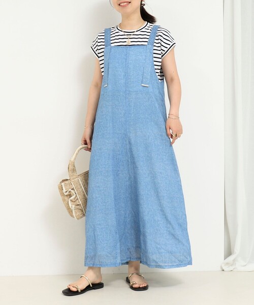 MICO COULIER（ミコクリエ）の「VINTAGE DENIMプリント キャミワンピース（ワンピース・レディース・インディゴブルー/サックスブルー・38）」の2枚目の写真