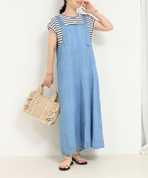 MICO COULIER（ミコクリエ）の「VINTAGE DENIMプリント キャミワンピース（ワンピース・レディース・インディゴブルー/サックスブルー・38）」の3枚目の写真