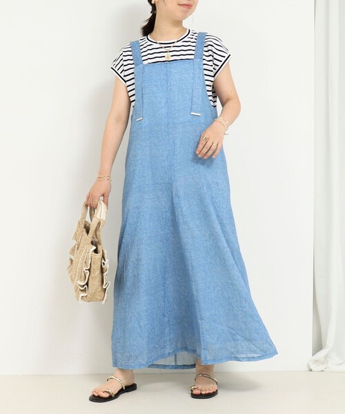 MICO COULIER（ミコクリエ）の「VINTAGE DENIMプリント キャミワンピース（ワンピース・レディース・インディゴブルー/サックスブルー・38）」の4枚目の写真