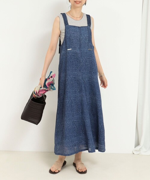 MICO COULIER（ミコクリエ）の「VINTAGE DENIMプリント キャミワンピース（ワンピース・レディース・インディゴブルー/サックスブルー・38）」の9枚目の写真