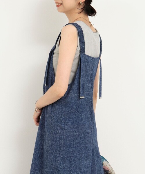 MICO COULIER（ミコクリエ）の「VINTAGE DENIMプリント キャミワンピース（ワンピース・レディース・インディゴブルー/サックスブルー・38）」の16枚目の写真