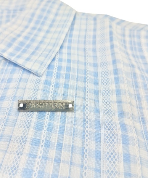 VIBGYOR（ヴィブジョー）の「ドロストチェックワンポイントクロップドシャツ(CZ)（シャツ/ブラウス・レディース・ブルー・MEDIUM/LARGE）」の16枚目の写真