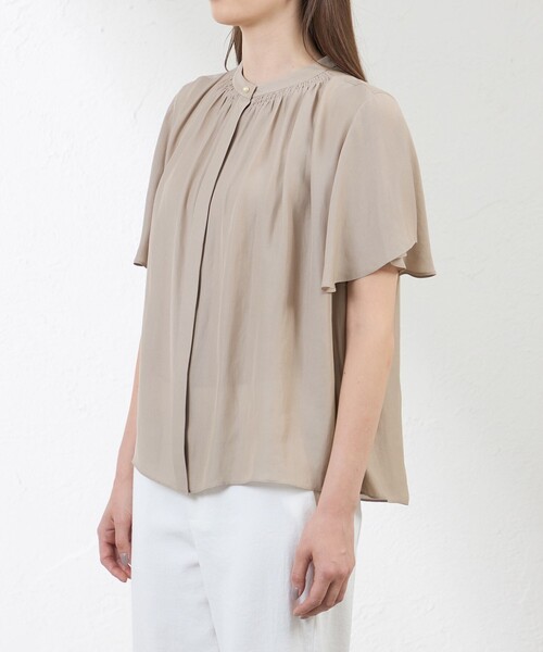 amaca(アマカ)の「ドライツイストブラウス(シャツ/ブラウス・レディース・ダークネイビー/ベージュ・38/40)」の3枚目の写真