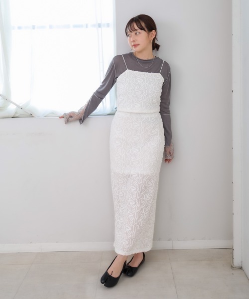 Bab(バブ)の「コード刺繍ベロアスカート(スカート・レディース・ベージュ/ブラック/オフホワイト・M)」の12枚目の写真