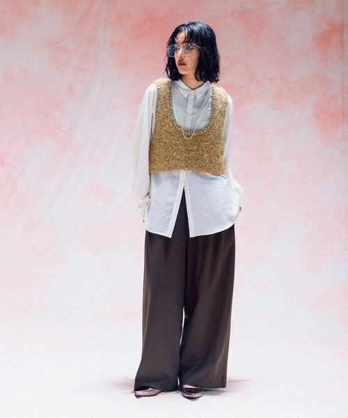 LEPSIM（レプシィム）の「3.5ゲージファンシーヤーンベスト　579216（ベスト・レディース・グレー/ブラック/キャメル・FREE）」の17枚目の写真