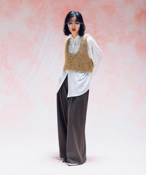 LEPSIM（レプシィム）の「3.5ゲージファンシーヤーンベスト　579216（ベスト・レディース・グレー/ブラック/キャメル・FREE）」の18枚目の写真