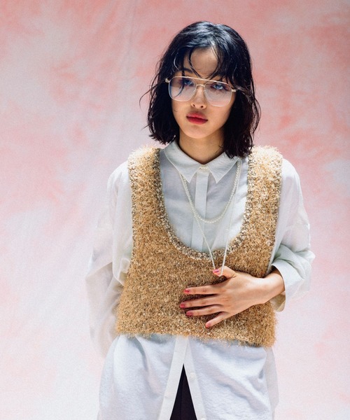 LEPSIM（レプシィム）の「3.5ゲージファンシーヤーンベスト　579216（ベスト・レディース・グレー/ブラック/キャメル・FREE）」の20枚目の写真