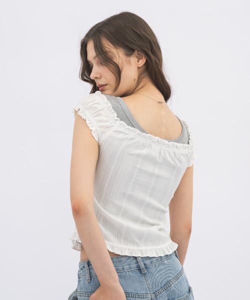 idem(イデム)の「2way shirring puff frill blouse/ 2wayコットンパフスリブラウス(シャツ/ブラウス・レディース・ブルー/ホワイト・FREE)」の20枚目の写真