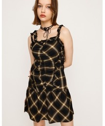 SLY | 【2025AW】CHECK FRILL S/OP チェック フリル ショートワンピース 秋服(ワンピース)