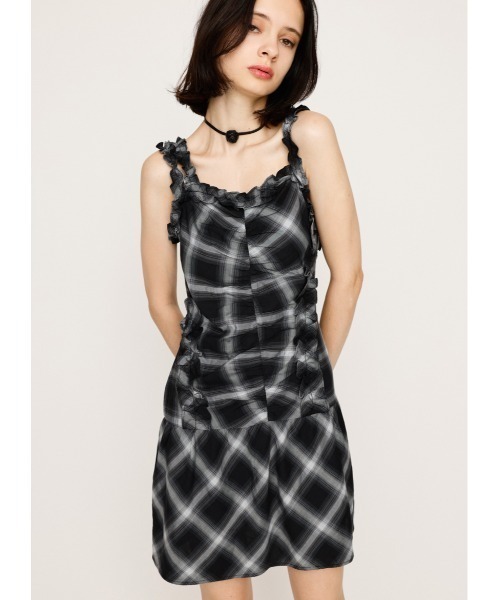 2025AW】CHECK FRILL S/OP チェック フリル ショートワンピース