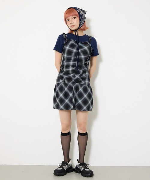 SLY（スライ）の「【2025AW】CHECK FRILL S/OP チェック フリル ショートワンピース 秋服（ワンピース・レディース・ブラック系その他2/イエロー系その他・1/2）」の16枚目の写真