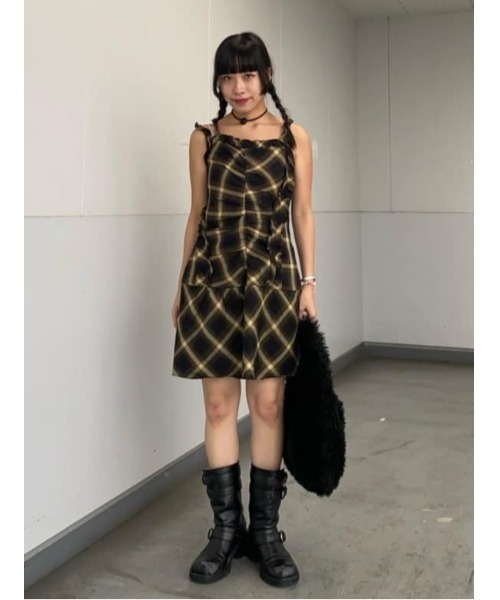 2025AW】CHECK FRILL S/OP チェック フリル ショートワンピース