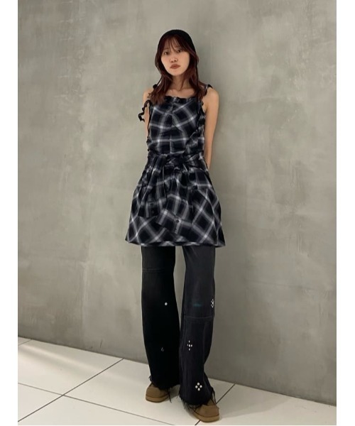 2025AW】CHECK FRILL S/OP チェック フリル ショートワンピース