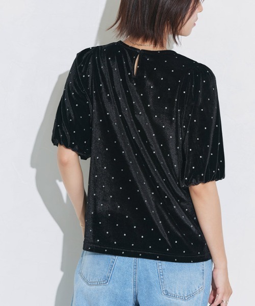 Pierrot(ピエロ)の「ラメドットベロアトップス(Tシャツ/カットソー・レディース・ライトベージュ/ブラック・M/L)」の21枚目の写真