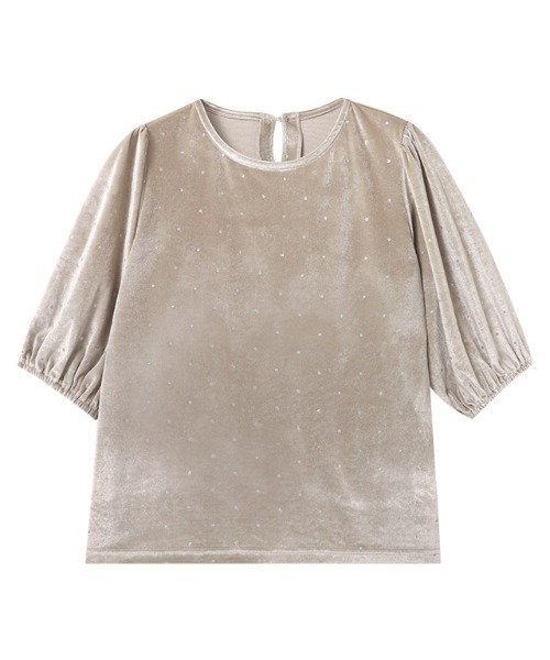 Pierrot(ピエロ)の「ラメドットベロアトップス(Tシャツ/カットソー・レディース・ライトベージュ/ブラック・M/L)」の6枚目の写真