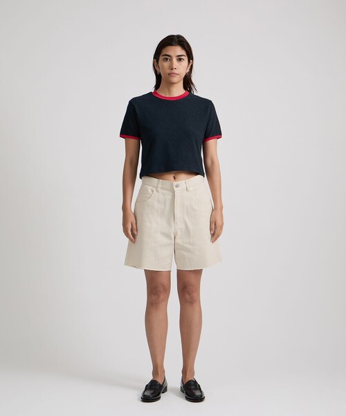 Saturdays NYC（サタデーズ ニューヨークシティ ）の「Naomi Petit Tee（Tシャツ/カットソー・レディース・ネイビー/ブラウン/ホワイト・M/S）」の6枚目の写真