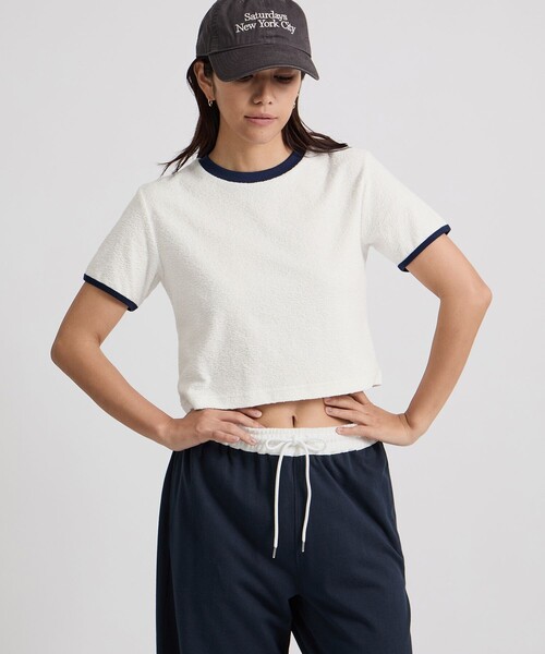 Saturdays NYC（サタデーズ ニューヨークシティ ）の「Naomi Petit Tee（Tシャツ/カットソー・レディース・ネイビー/ブラウン/ホワイト・M/S）」の4枚目の写真