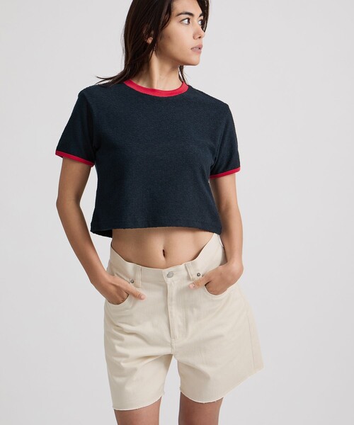 Saturdays NYC（サタデーズ ニューヨークシティ ）の「Naomi Petit Tee（Tシャツ/カットソー・レディース・ネイビー/ブラウン/ホワイト・M/S）」の5枚目の写真